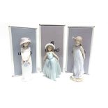 THREE LLADRO FIGURES: no. 6275 'Rose/ Chiquitina Saludo' (a/f); no. 8022 'Little Lady/ Pequena