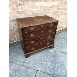 A SMALL MAHOGANY CHEST OF FOUR LONG GRADUATED DRAWERS on bracket feet, 79cm wide 49cm deep 89cm