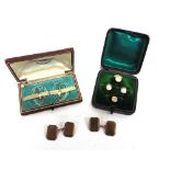A PAIR OF 9 CARAT GOLD CUFFLINKS 1979; with a cased set of four 9 carat gold dress studs and
