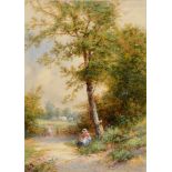 BRITISH SCHOOL (19TH CENTURY) Woman Resting Beneath a Tree; and Girl Beside a Stream, a pair,