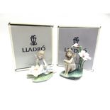 TWO LLADRO FIGURES: no. 6644 'Lakeside Daydream/ Un Mundo de Fabula'(a/f), and no. 6645 'Lilypad