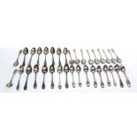 A COLLECTION OF ANTIQUE SILVER TEASPOONS various dates and makers Old English and fiddle pattern,