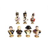 SEVEN RUDOLF KAMMER VOLKSTEDT PORCELAIN MILITARY BUSTS: 'Napoloeon', 'Eugene', 'General 1815', '