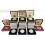 GREAT BRITAIN - ELIZABETH II, EIGHT SILVER PROOF COMMEMORATIVE COINS comprising those for the Silver