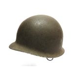 A RARE SECOND WORLD WAR U.S. M2 STEEL PARATROOPER'S HELMET with front seam and D-bails (C-loops),