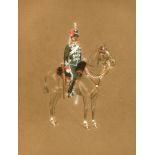 BRITISH SCHOOL (LATE 19TH CENTURY) Two Portraits of Mounted Soldiers, a pair, gouache on buff paper,