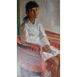 PERCY DRAKE BROOKSHAW (1907 - 1993) 'Portrait of Young Girl - Antonia' oil on board, signed bottom