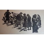 PERCY DRAKE BROOKSHAW (BRITISH, 1907 - 1993) 'Saturday Morning - Mijas' lino cut, signed and dated