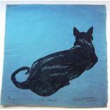 PERCY DRAKE BROOKSHAW (BRITISH 1907 - 1993) 'Nine Lives' lino cut, signed and dated in pencil