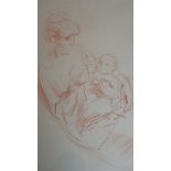 PERCY DRAKE BROOKSHAW (1907 - 1993) 'Mother and Infant' life study, crayon, circa 1942 41cm x