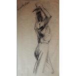 PERCY DRAKE BROOKSHAW (1907 - 1993) 'Drawing from Moving Model' circa 1930, charcoal on tissue,