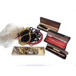 ASSORTED COSTUME JEWELLERY, WATCHES, PENS & OTHER ITEMS