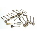 A COLLECTION OF ANTIQUE SILVER FLATWARE comprising a set of six fancy pattern Victorian silver