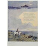 AFTER LIONEL EDWARDS 'Portland Bill - by a Naval Foxhunter' Poem by Captain L. Dawson Colour print