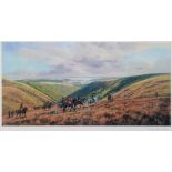 AFTER DONALD AYRES Hunting scene high on Exmoor Limited edition colour print, no. 391/500 Signed and