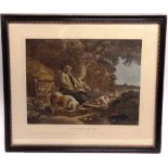 AFTER GEORGE MORLAND 'The Country Butcher' and 'Peasant and Pigs', two coloured engravings 55 x