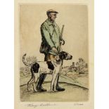 AFTER HENRY WILKINSON The Gamekeeper, colour engraving, 13.5 x 10cm