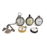 J. GRAVES SHEFFIELD, A SILVER OPEN FACED POCKET WATCH on a chain; J.B. Yabsley, a silver open