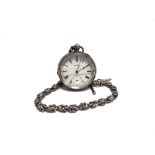 AMERICAN WATCH CO, AN OPEN FACED SILVER POCKET WATCH the signed white enamel dial with black Roman