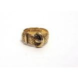 A LATE VICTORIAN 18 CARAT GOLD BUCKLE RING Birmingham 1893, finger size O, 6.8g gross