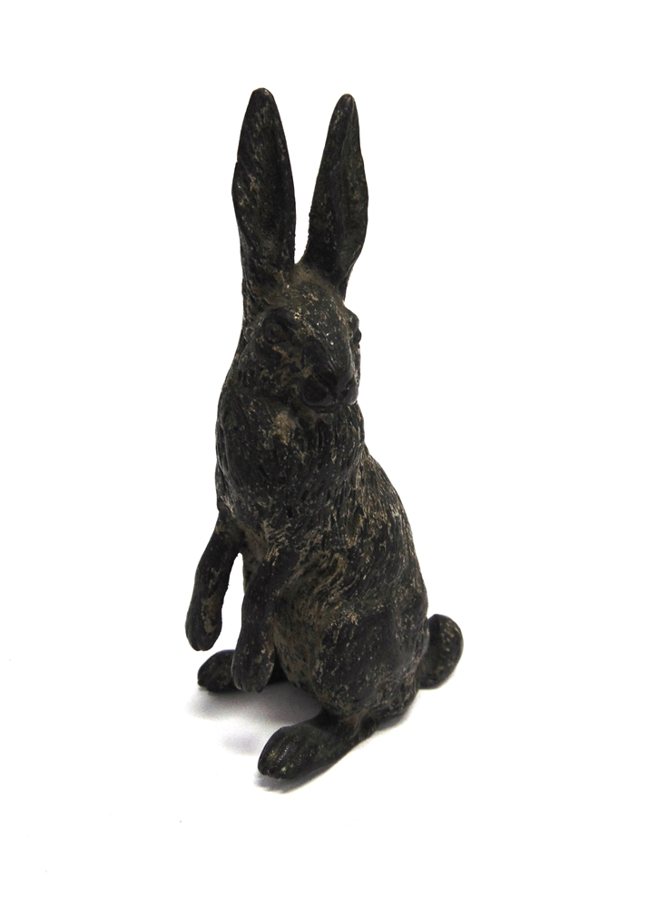 AN AUSTRIAN COLD PAINTED BRONZE FIGURE modelled as a standing hare, approx 9.5cm high