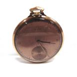 OMEGA, AN OPENFACED ART DECO POCKETWATCH the signed copper coloured dial with batons, Roman numerals