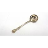 A VICTORIAN SILVER SAUCE LADLE by George Adams, London 1844, shell pattern variant, monogrammed,