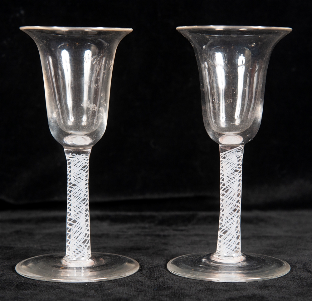 A PAIR OF AIR TWIST STEM GLASSES 14.5cm high