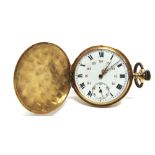 A GOLD HUNTER POCKETWATCH with French horse head gold mark (1838-1919), the unsigned white enamel