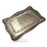 A SILVER DRESSING TABLE TRAY probably by Robert Pringle & Sons, London 1912, of rectangular shaped