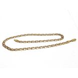 A 9 CARAT GOLD CHAIN of fancy two colour filed curb links, 45.5cm long, 18.9g gross
