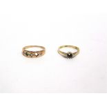 A STONE SET RING stamped '18ct'; and a single stone ring mount, stamped '18ct'; 4.6g gross