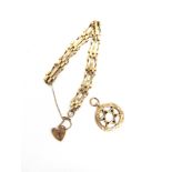 A 9CT GOLD THREE BAR GATE BRACELET and a 9 carat gold Star of David pendant; 11.4g gross