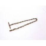 A WATCH CHAIN of fancy open work links, stamped '9c' to the swivel, 31cm long, 14g gross
