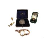 A VICTORIAN STONE SET RING a lady's 9 carat gold wristwatch on a baton link expanding bracelet; a