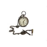 W.A. TOVEY OF HONITON a silver open faced pocketwatch, Birmingham 1901, the white dial with black