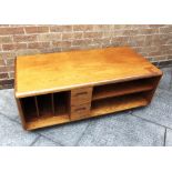 A MEREDEW TEAK COFFEE TABLE/TV UNIT 120cm long 60cm deep 45cm high, and another smaller matching