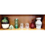 A MIXED LOT INCLUDING SCANDINAVIAN GLASS VASE 23cm high, probably Riihimaki, pair of 1930s Federal