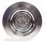 CHRISTOPHER LAWRENCE, A SILVER DISH London 1995, with textured rim and centre, the latter