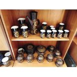 A LARGE COLLECTION OF DENBY 'ARABESQUE' WARES including six oval plates, coffee pots, lidded tureens