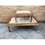 A G PLAN TILE TOP COFFEE TABLE the top inset with 18 tiles, 135cm long 74cm deep 46cm high, and