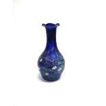 AN OKRA IRIDESCENT ART GLASS VASE with floral decoration, etched signature to base, 21cm high