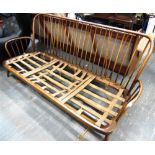 AN ERCOL THREE SEATER STICK BACK SOFA 194cm wide 83cm deep 77cm high