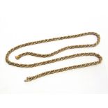 A CHAIN stamped '750', of hollow rope links wrapped with a white box link chain, 91.5cm long, 70g