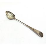 A GEORGIAN SILVER BASTING SPOON makers mark partial, London 1792, old English pattern, with mourning