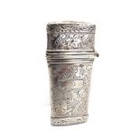 A VICTORIAN ETUI CASE makers mark indistinct, London 1848, engraved foliate decoration, containing