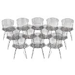 HARRY BERTOIA FOR KNOLL: a set of twelve polished chrome wirework side chairs