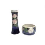 A ROYAL DOULTON STONEWARE JARDINIERE 21cm diameter, and a matching vase of waisted cylidrical form
