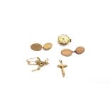 A SINGLE 9 CARAT GOLD CUFFLINK another single 9 carat gold cufflink; a 9 carat gold cufflink, a