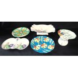 A GROUP OF KEELING & CO. LTD. 'LOSOL WARE' ITEMS with brightly coloured painted decoration,